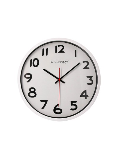 Reloj q-connect de pared plastico oficina redondo 34 cm marco blanco