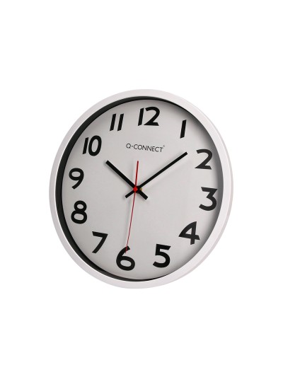 Reloj q-connect de pared plastico oficina redondo 34 cm marco blanco