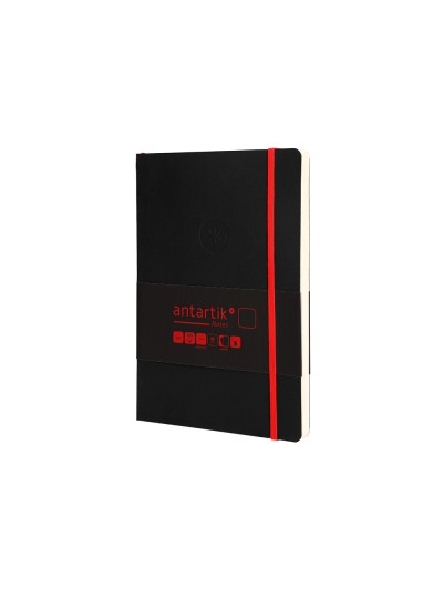 Cuaderno con gomilla antartik notes tapa blanda a5 hojas lisas negro y rojo 80 hojas 80 gr fsc