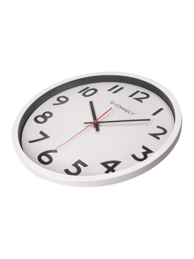 Reloj q-connect de pared plastico oficina redondo 34 cm marco blanco