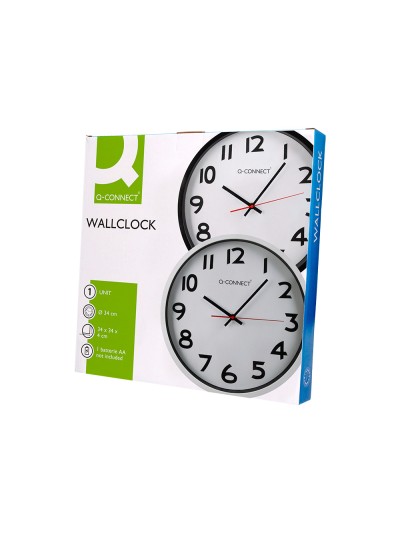 Reloj q-connect de pared plastico oficina redondo 34 cm marco blanco