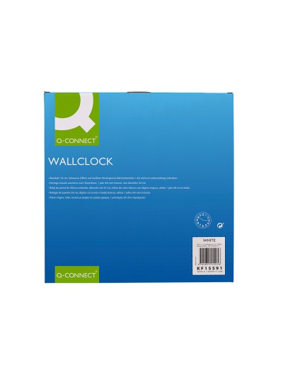 Reloj q-connect de pared plastico oficina redondo 34 cm marco blanco
