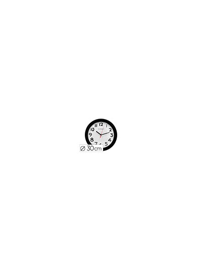 Reloj q-connect de pared plastico oficina redondo 30 cm marco negro