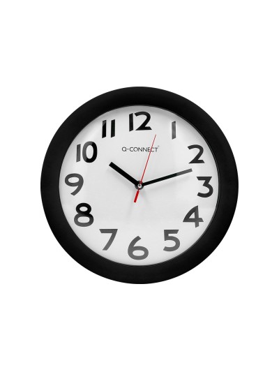 Reloj q-connect de pared plastico oficina redondo 30 cm marco negro