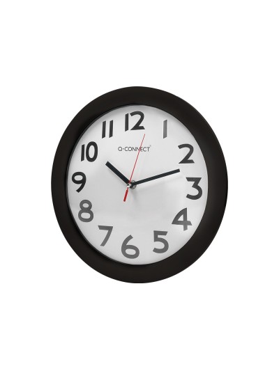 Reloj q-connect de pared plastico oficina redondo 30 cm marco negro