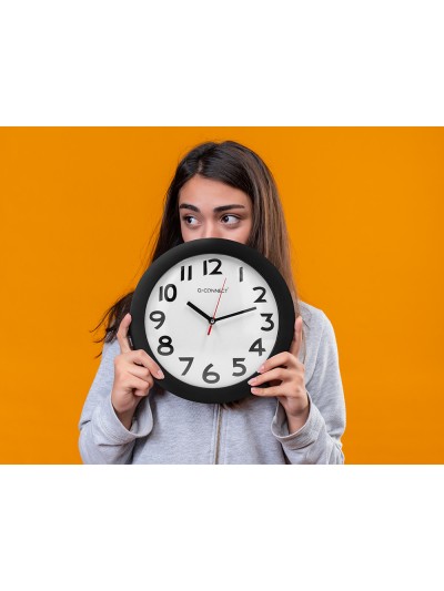 Reloj q-connect de pared plastico oficina redondo 30 cm marco negro