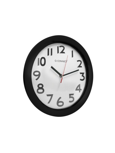 Reloj q-connect de pared plastico oficina redondo 30 cm marco negro