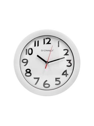 Reloj q-connect de pared plastico oficina redondo 30 cm marco blanco