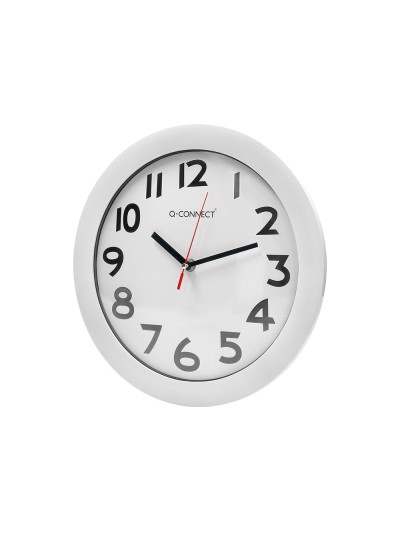 Reloj q-connect de pared plastico oficina redondo 30 cm marco blanco