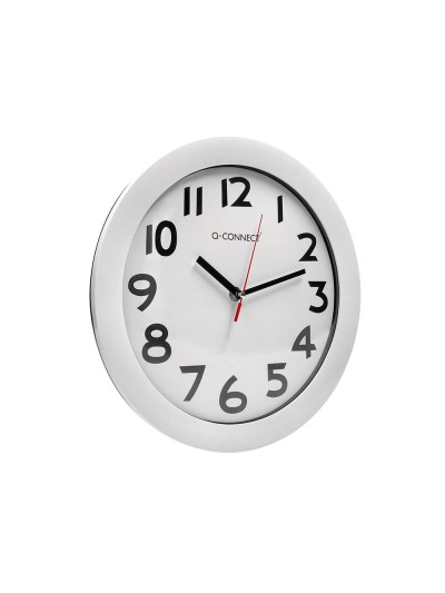 Reloj q-connect de pared plastico oficina redondo 30 cm marco blanco