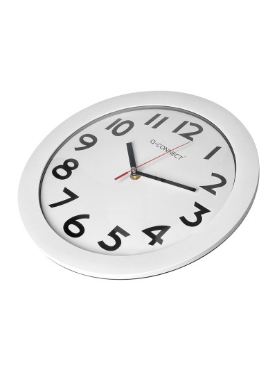 Reloj q-connect de pared plastico oficina redondo 30 cm marco blanco