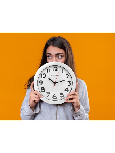 Reloj q-connect de pared plastico oficina redondo 30 cm marco blanco