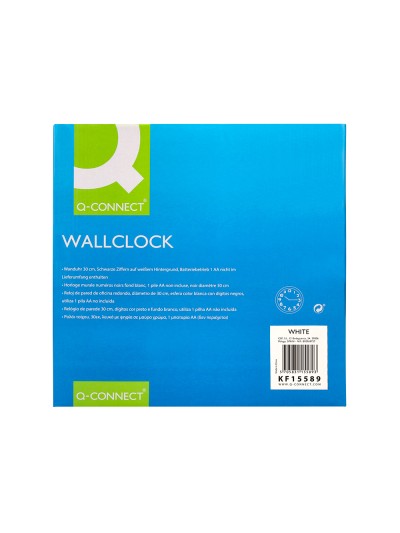 Reloj q-connect de pared plastico oficina redondo 30 cm marco blanco