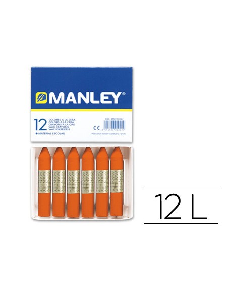 Lapices cera manley unicolor naranja n.6 caja de 12 unidades