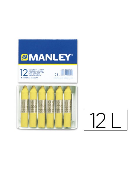 Lapices cera manley unicolor amarillo claro n.4 caja de 12 unidades