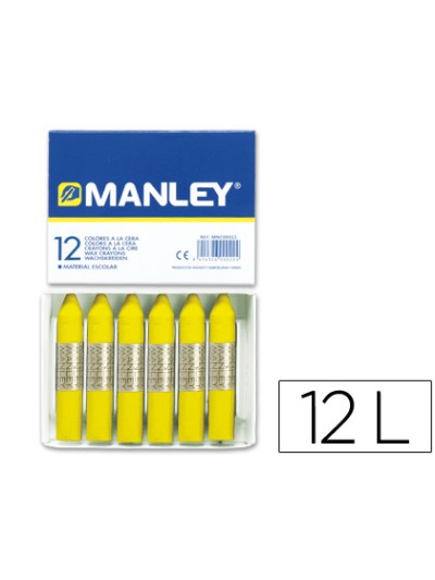 Lapices cera manley unicolor amarillo limon n.2 caja de 12 unidades