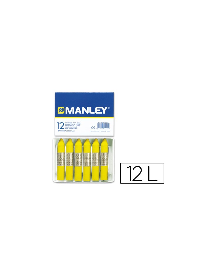 Lapices cera manley unicolor amarillo limon n.2 caja de 12 unidades Lapices cera manley unicolor amarillo limon n.2 caja de 12 unidades