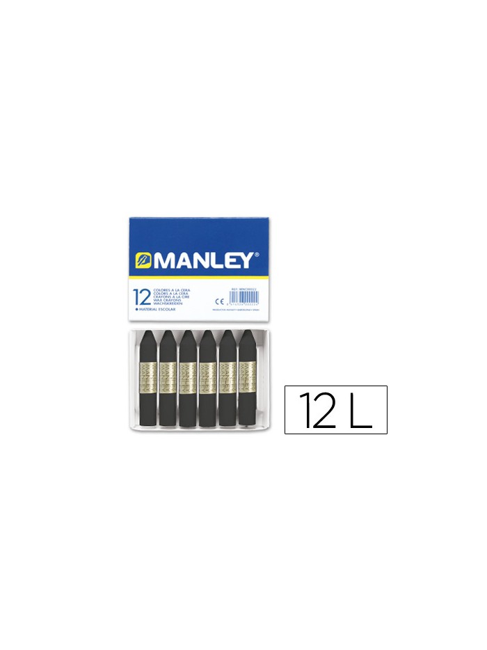 Lapices cera manley unicolor negro n.30 caja de 12 unidades Lapices cera manley unicolor negro n.30 caja de 12 unidades