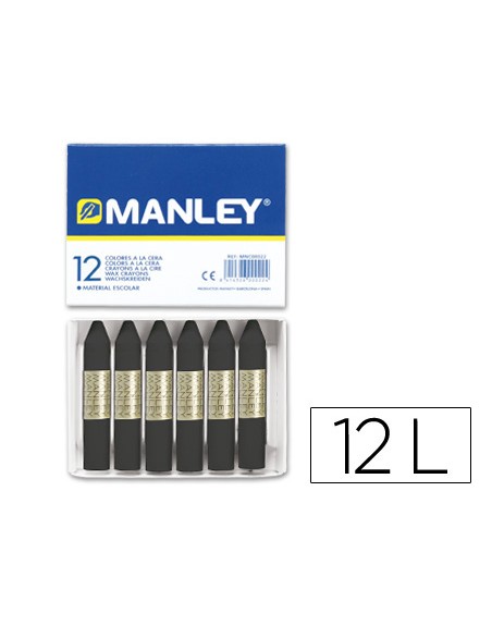 Lapices cera manley unicolor negro n.30 caja de 12 unidades
