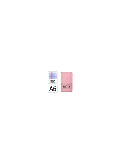 Cuaderno con gomilla antartik notes tapa blanda a6 cuadricula rosa pastel 100 hojas 80 gr fsc