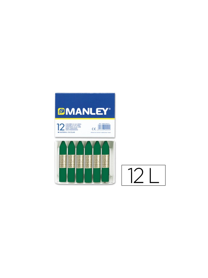 Lapices cera manley unicolor verde esmeralda n.24 caja de 12 unidades Lapices cera manley unicolor verde esmeralda n.24 caja de 12 unidades