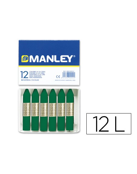 Lapices cera manley unicolor verde esmeralda n.24 caja de 12 unidades