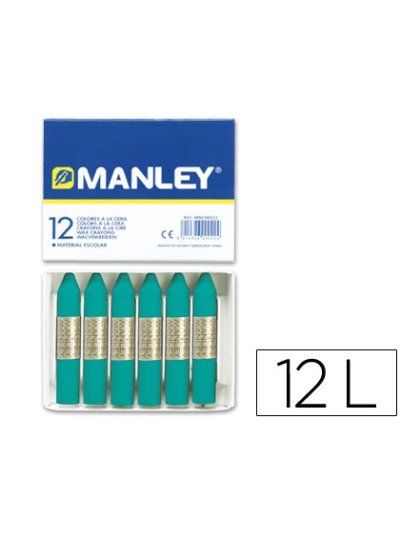 Lapices cera manley unicolor verde turquesa n.23 caja de 12 unidades