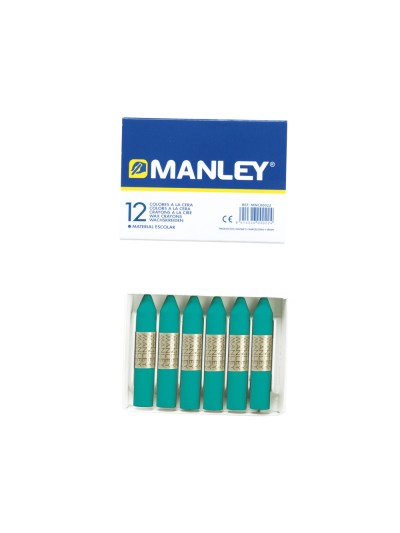 Lapices cera manley unicolor verde turquesa n.23 caja de 12 unidades