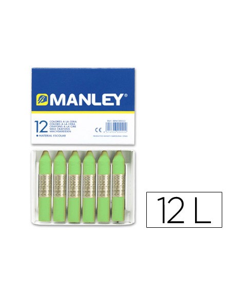 Lapices cera manley unicolor verde amarillento n.22 caja de 12 unidades