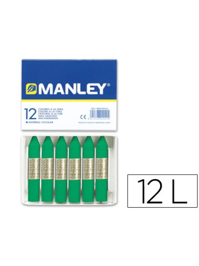 Lapices cera manley unicolor verde natural n.21 caja de 12 unidades