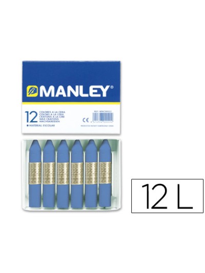 Lapices cera manley unicolor azul ultramar n.18 caja de 12 unidades