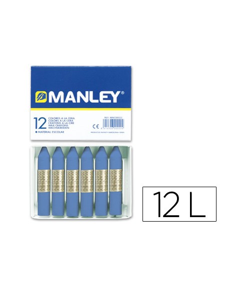 Lapices cera manley unicolor azul ultramar n.18 caja de 12 unidades