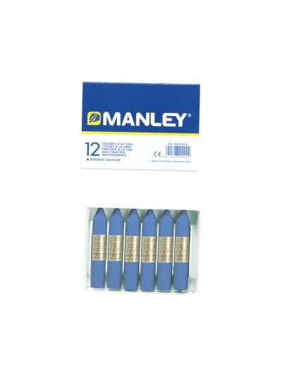 Lapices cera manley unicolor azul ultramar n.18 caja de 12 unidades