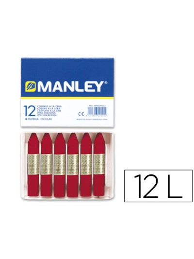 Lapices cera manley unicolor carmin n.10 caja de 12 unidades