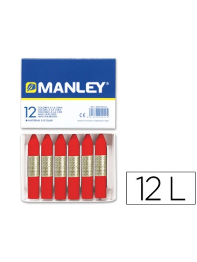Lapices cera manley unicolor rojo escarlata n.9 caja de 12 unidades