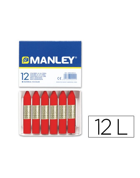 Lapices cera manley unicolor rojo escarlata n.9 caja de 12 unidades