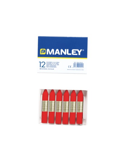 Lapices cera manley unicolor rojo escarlata n.9 caja de 12 unidades
