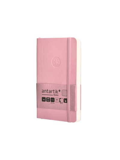 Cuaderno con gomilla antartik notes tapa blanda a6 cuadricula rosa pastel 100 hojas 80 gr fsc