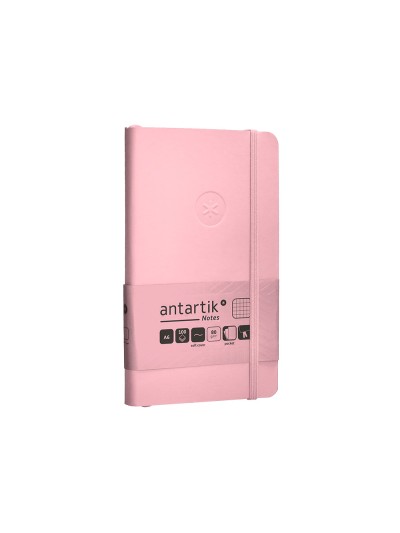 Cuaderno con gomilla antartik notes tapa blanda a6 cuadricula rosa pastel 100 hojas 80 gr fsc
