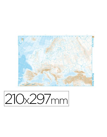 Mapa mudo b/n din a4 europa fisico