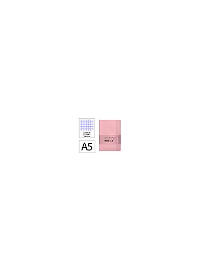 Cuaderno con gomilla antartik notes tapa blanda a5 hojas cuadricula rosa pastel 80 hojas 80 gr fsc