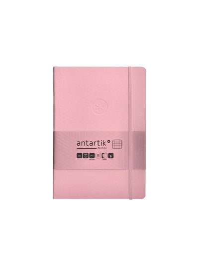 Cuaderno con gomilla antartik notes tapa blanda a5 hojas cuadricula rosa pastel 80 hojas 80 gr fsc