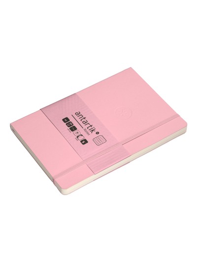 Cuaderno con gomilla antartik notes tapa blanda a5 hojas cuadricula rosa pastel 80 hojas 80 gr fsc