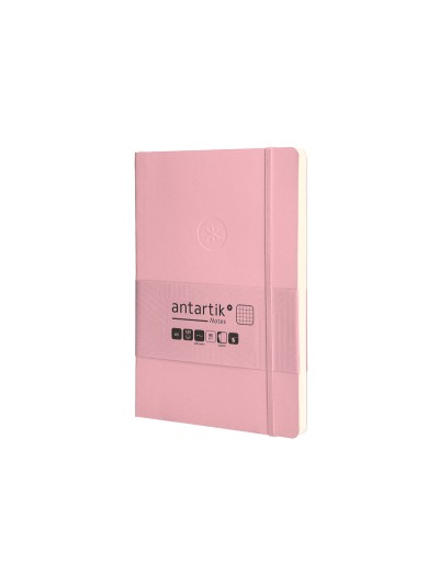 Cuaderno con gomilla antartik notes tapa blanda a5 hojas cuadricula rosa pastel 80 hojas 80 gr fsc