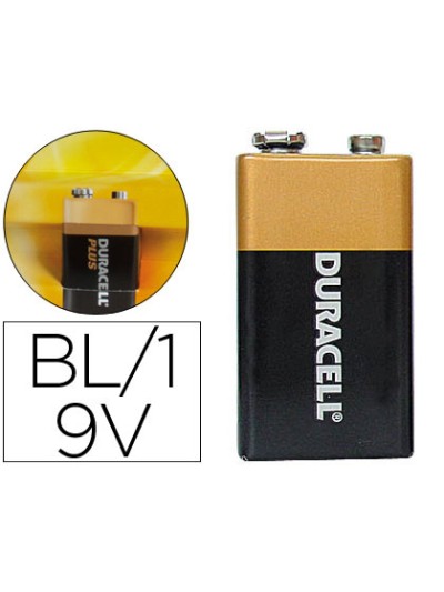 Pila duracell alcalina plus 9v blister con 1 unidad