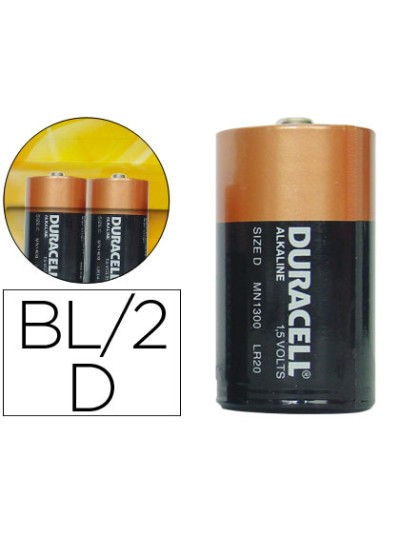 Pila duracell alcalina plus d blister de 2 unidades