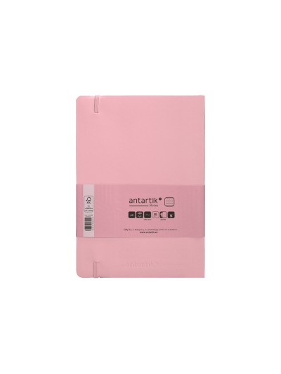 Cuaderno con gomilla antartik notes tapa blanda a5 hojas rayas rosa pastel 80 hojas 80 gr fsc