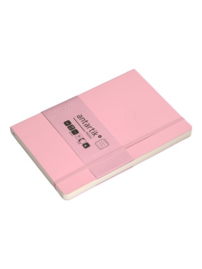 Cuaderno con gomilla antartik notes tapa blanda a5 hojas rayas rosa pastel 80 hojas 80 gr fsc