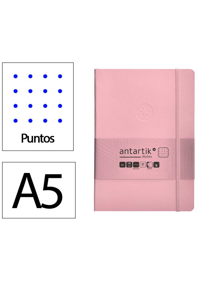 Cuaderno con gomilla antartik notes tapa blanda a5 hojas puntos rosa pastel 80 hojas 80 gr fsc Cuaderno con gomilla antartik notes tapa blanda a5 hojas puntos rosa pastel 80 hojas 80 gr fsc