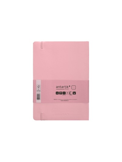 Cuaderno con gomilla antartik notes tapa blanda a5 hojas puntos rosa pastel 80 hojas 80 gr fsc